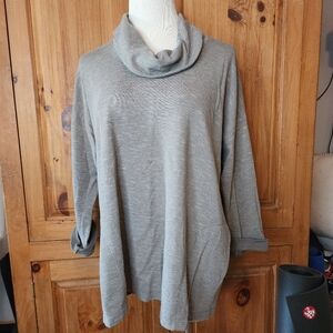 Pure Jill by J. Jill Cowl Neck Sweatshirt with Pockets Grey stripes Size XL